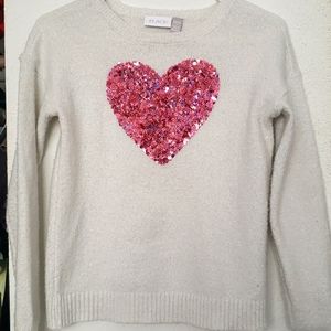 Girls 10/12 White Glitter Sweater